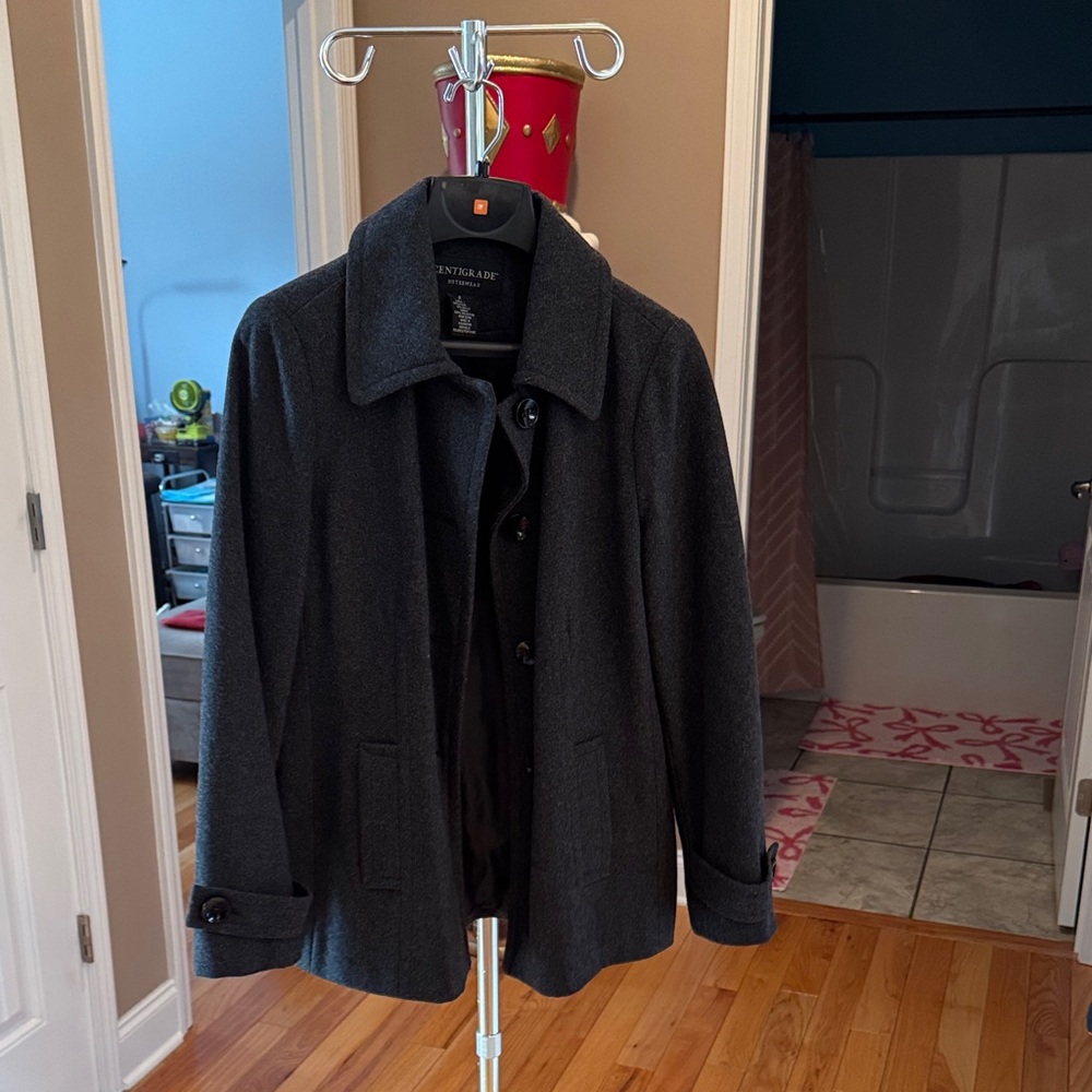 Elegant Women's Charcoal Peacoat